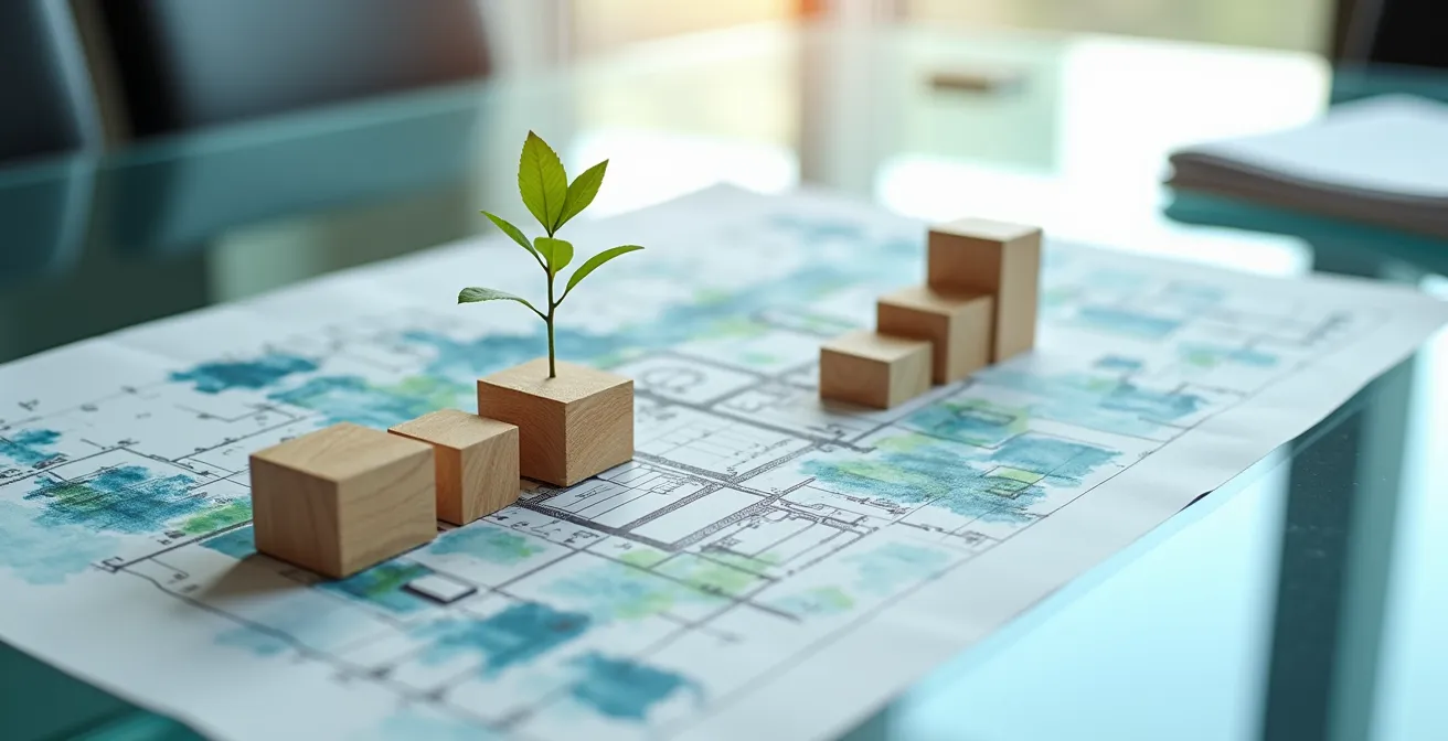 Concept de croissance d'entreprise avec flexibilité immobilière